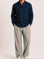 Cauzeway Prussian blue Oxford cotton casual shirt in signature Indian regular fit, full view