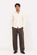 Cauzeway heritage off-white cotton casual shirt in signature Indian regular fit, front view