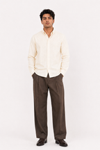 Cauzeway heritage off-white cotton casual shirt in signature Indian regular fit, front view