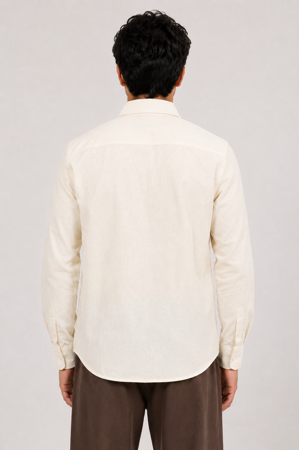 Cauzeway heritage off-white cotton casual shirt styled with button-down collar, back view