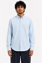Cauzeway Ice Blue Bengal Stripe Oxford Cotton Casual Shirt - Indian Regular Fit