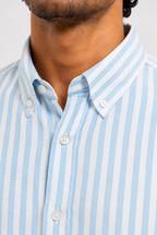 Cauzeway Ice Blue Bengal Stripe Oxford Cotton Casual Shirt - Indian Regular Fit