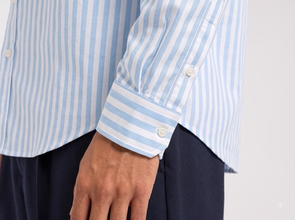 Cauzeway Ice Blue Bengal Stripe Oxford Cotton Casual Shirt - Indian Regular Fit