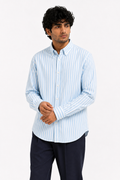 Cauzeway Ice Blue Bengal Stripe Oxford Cotton Casual Shirt - Indian Regular Fit