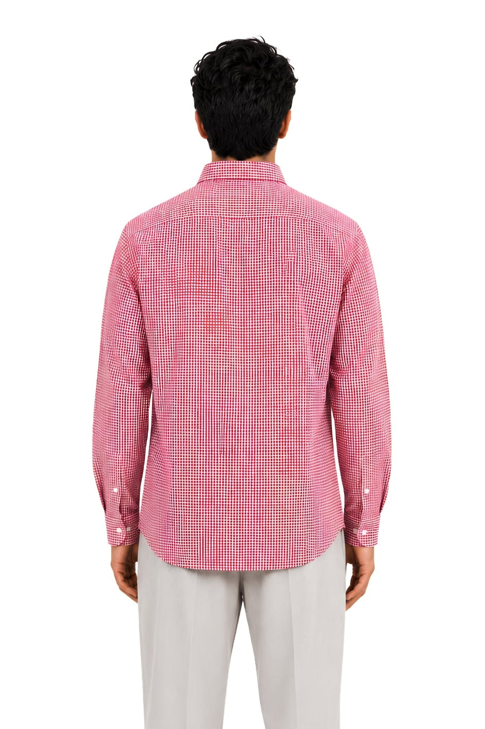 Red Micro-Check Oxford Cotton Casual Shirt - Indian Regular Fit