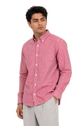 Red Micro-Check Oxford Cotton Casual Shirt - Indian Regular Fit