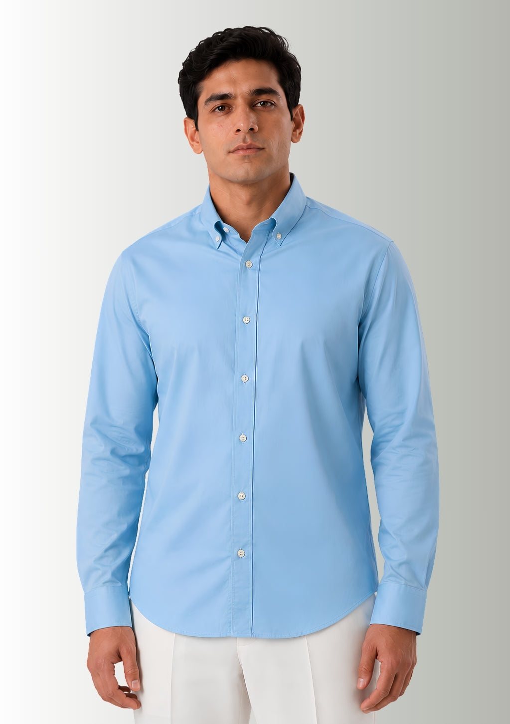 Cauzeway shirt with Indian regular fit for Indian male body type - Sky Blue Bamboo