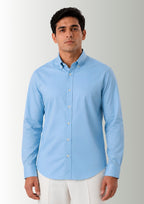 Cauzeway shirt with Indian regular fit for Indian male body type - Sky Blue Bamboo