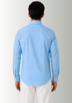 Cauzeway shirt with Indian regular fit for Indian male body type - Sky Blue Bamboo