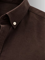 Model wearing Brown 100% Cotton Twill peach regular fit casual shirt for men from Cauzeway