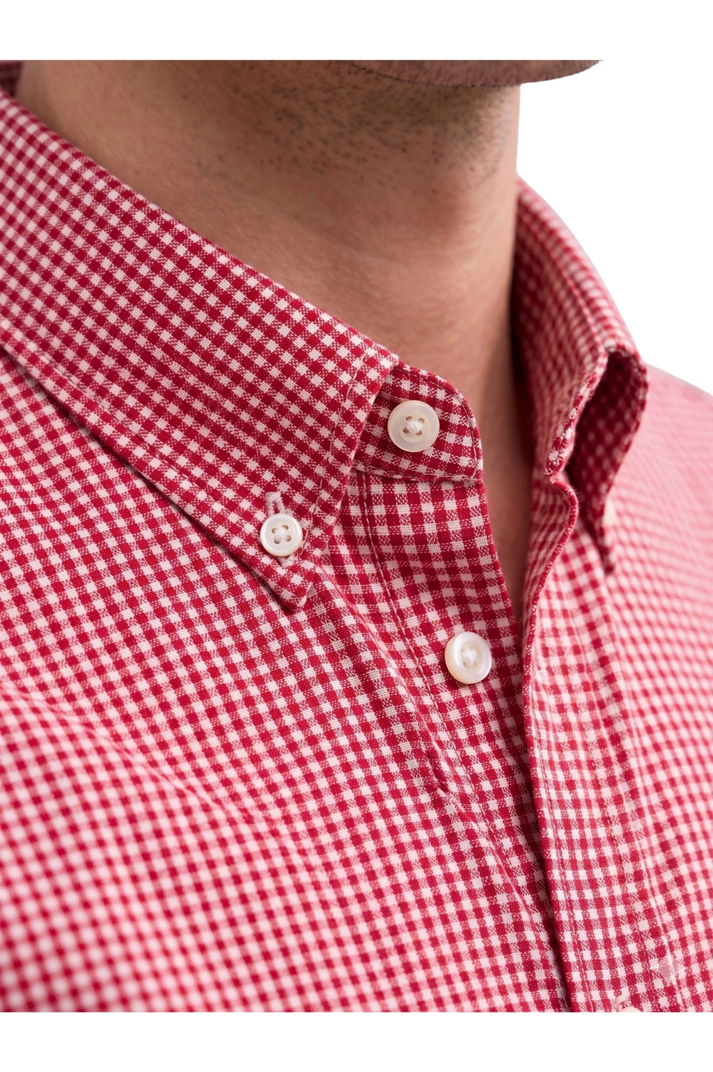 Red Micro-Check Oxford Cotton Casual Shirt - Indian Regular Fit