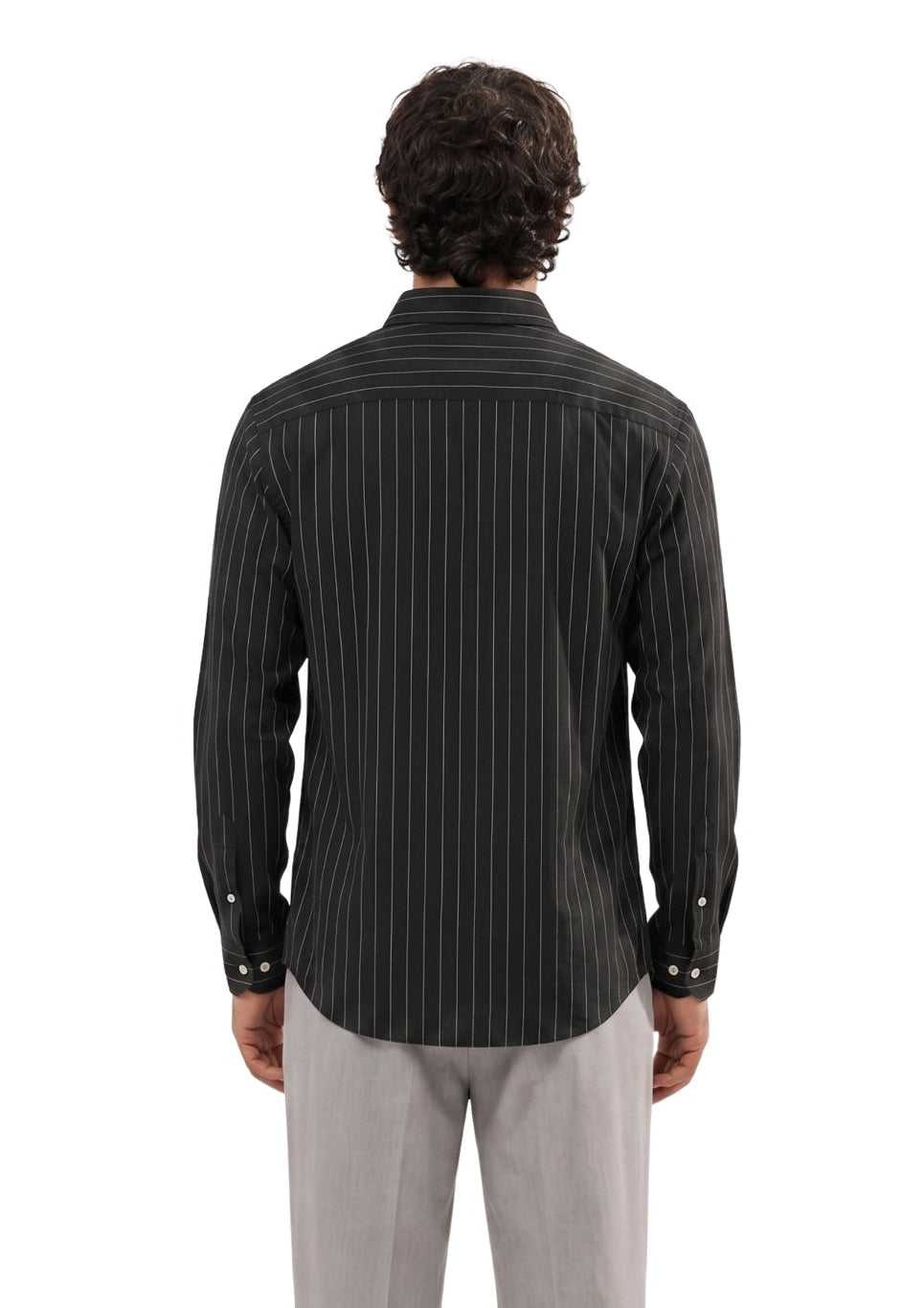 Black Pinstripe Oxford Cotton Casual Shirt - Indian Regular Fit