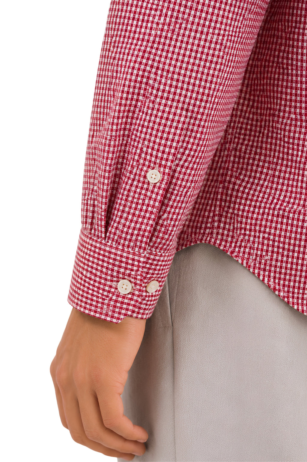 Red Micro-Check Oxford Cotton Casual Shirt - Indian Regular Fit
