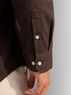 Model wearing Brown 100% Cotton Twill peach regular fit casual shirt for men from Cauzeway