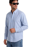 Blue University Stripes Oxford Cotton Casual Shirt - Indian Regular Fit