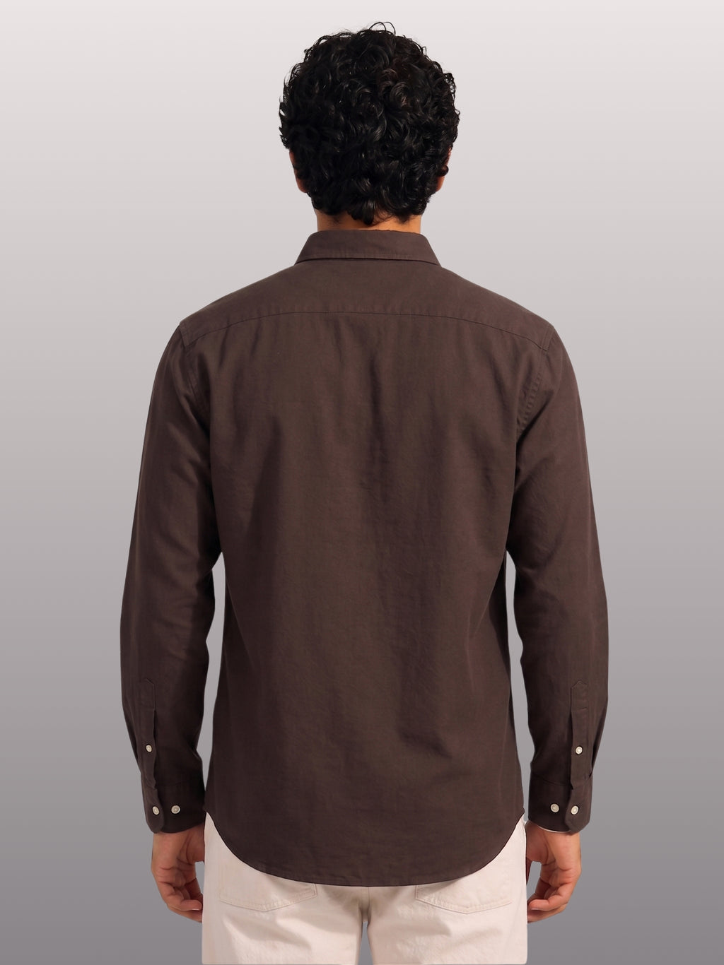 Solid Brown Cotton Twill Casual Shirt - Indian Regular Fit