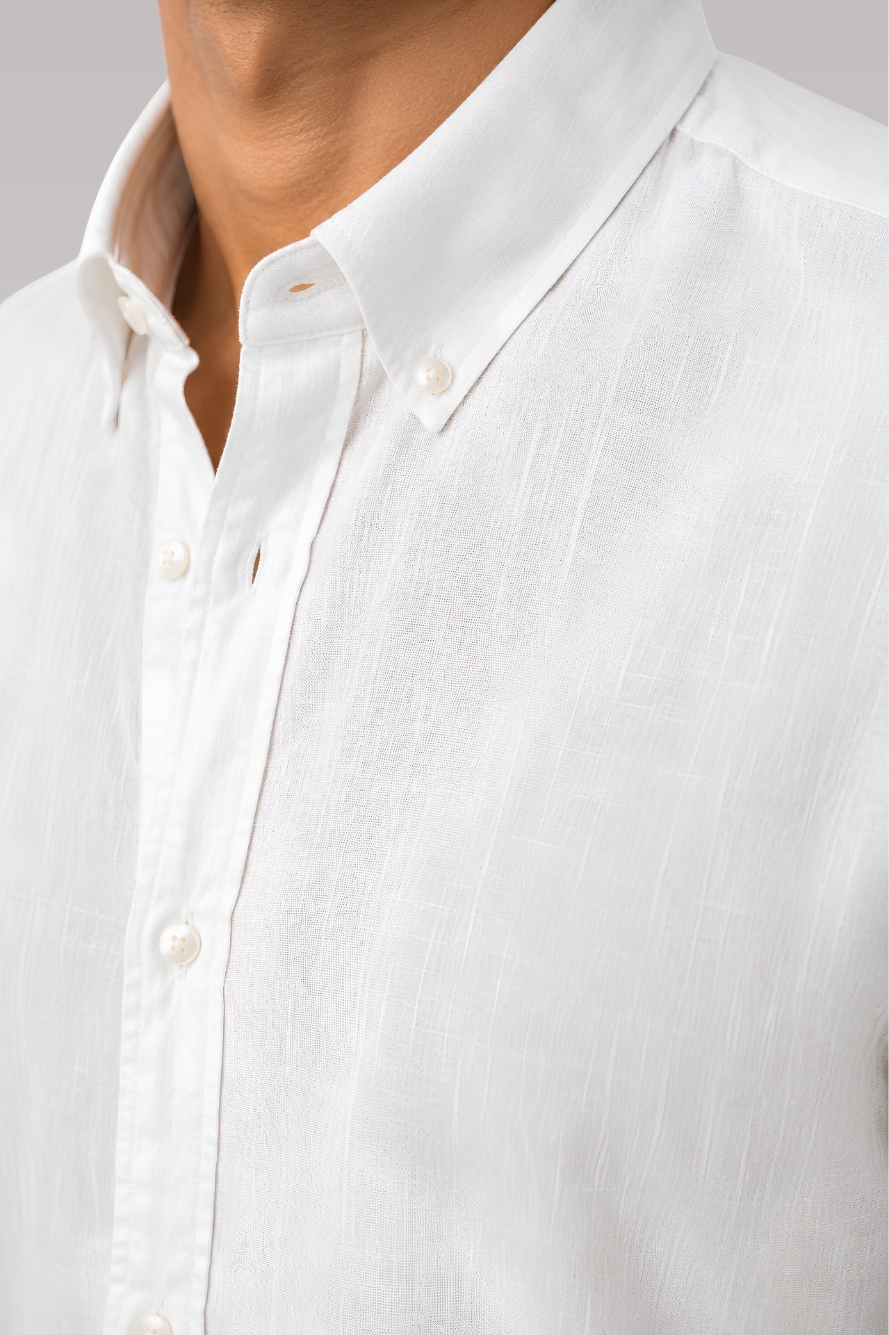 Solid White Linen Blend Cotton Casual Shirt - Indian Regular Fit