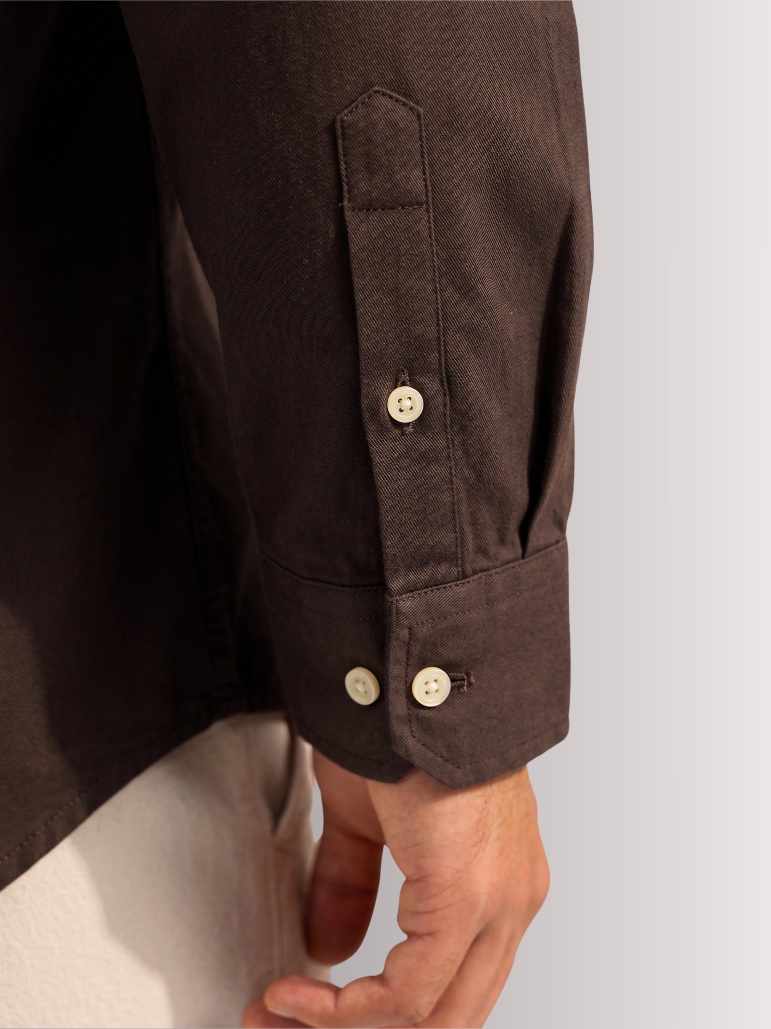 Solid Brown Cotton Twill Casual Shirt - Indian Regular Fit