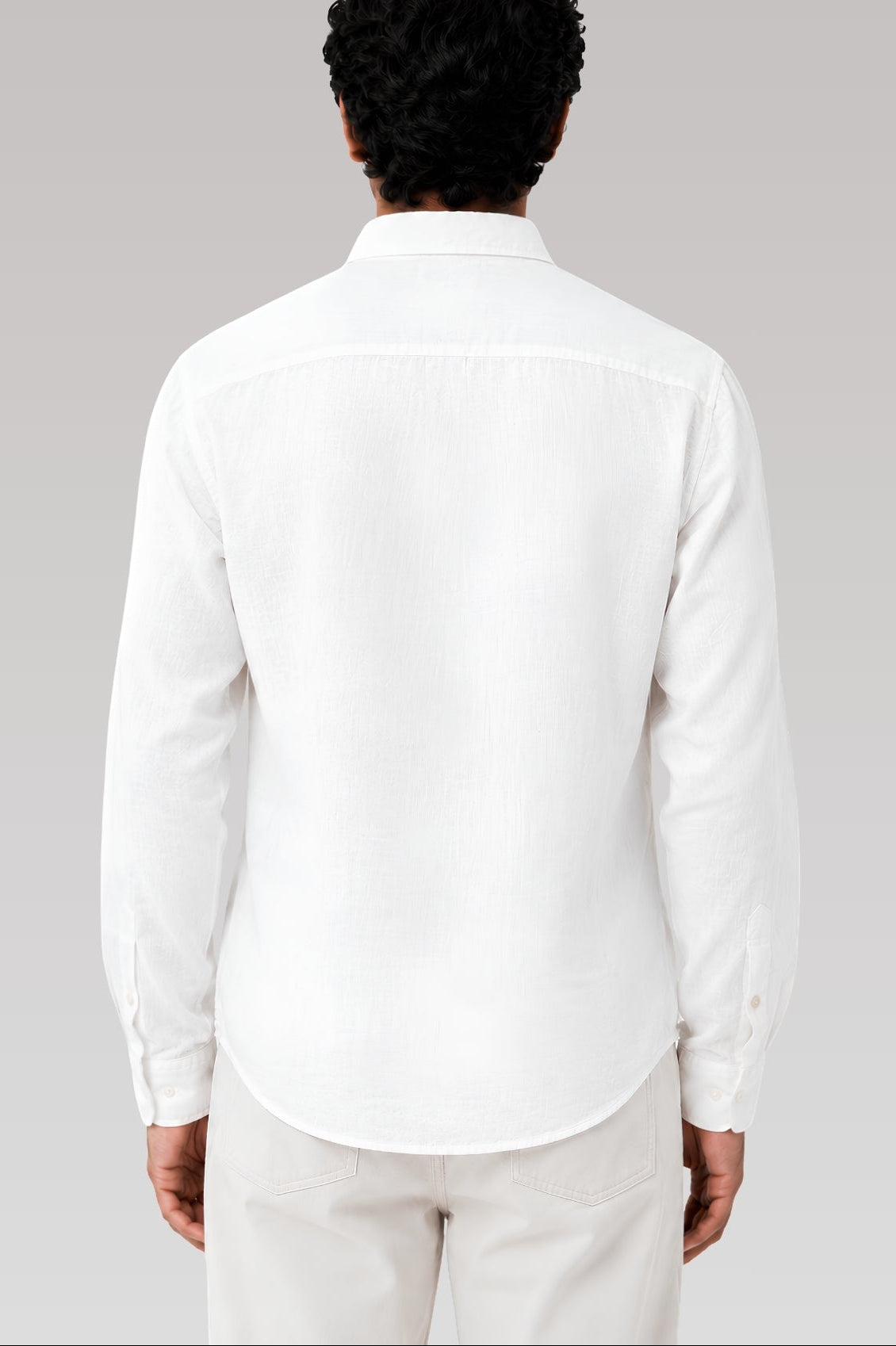 Solid White Linen Blend Cotton Casual Shirt - Indian Regular Fit