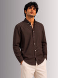 Solid Brown Cotton Twill Casual Shirt - Indian Regular Fit
