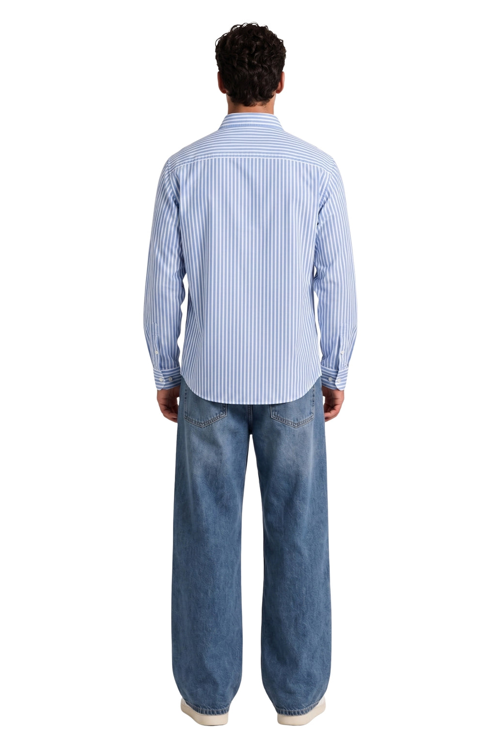 Blue University Stripes Oxford Cotton Casual Shirt - Indian Regular Fit